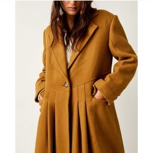 NWT FREE PEOPLE Victoria Flared Wool-Blend Coat